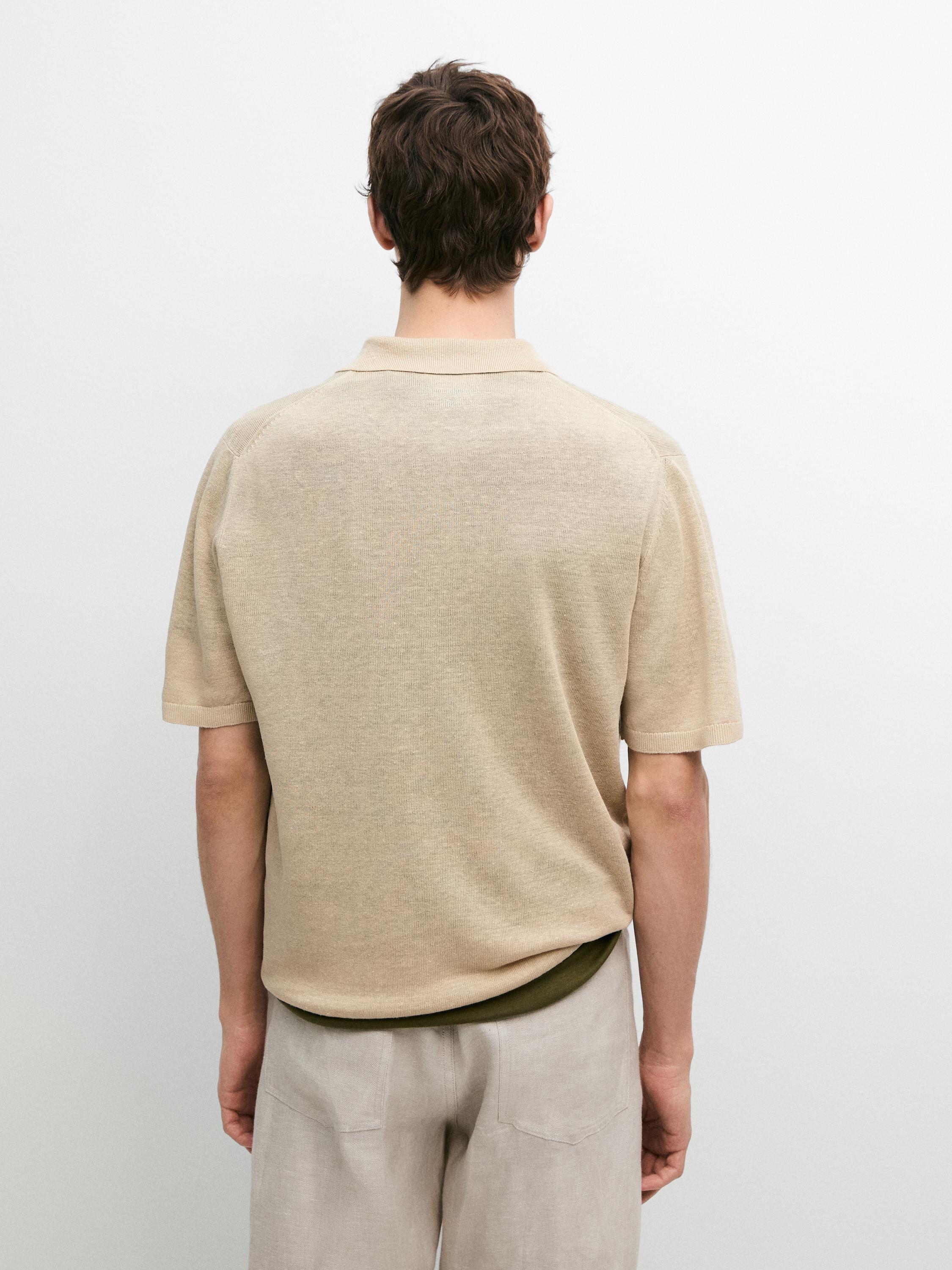 Linen knit polo sweater